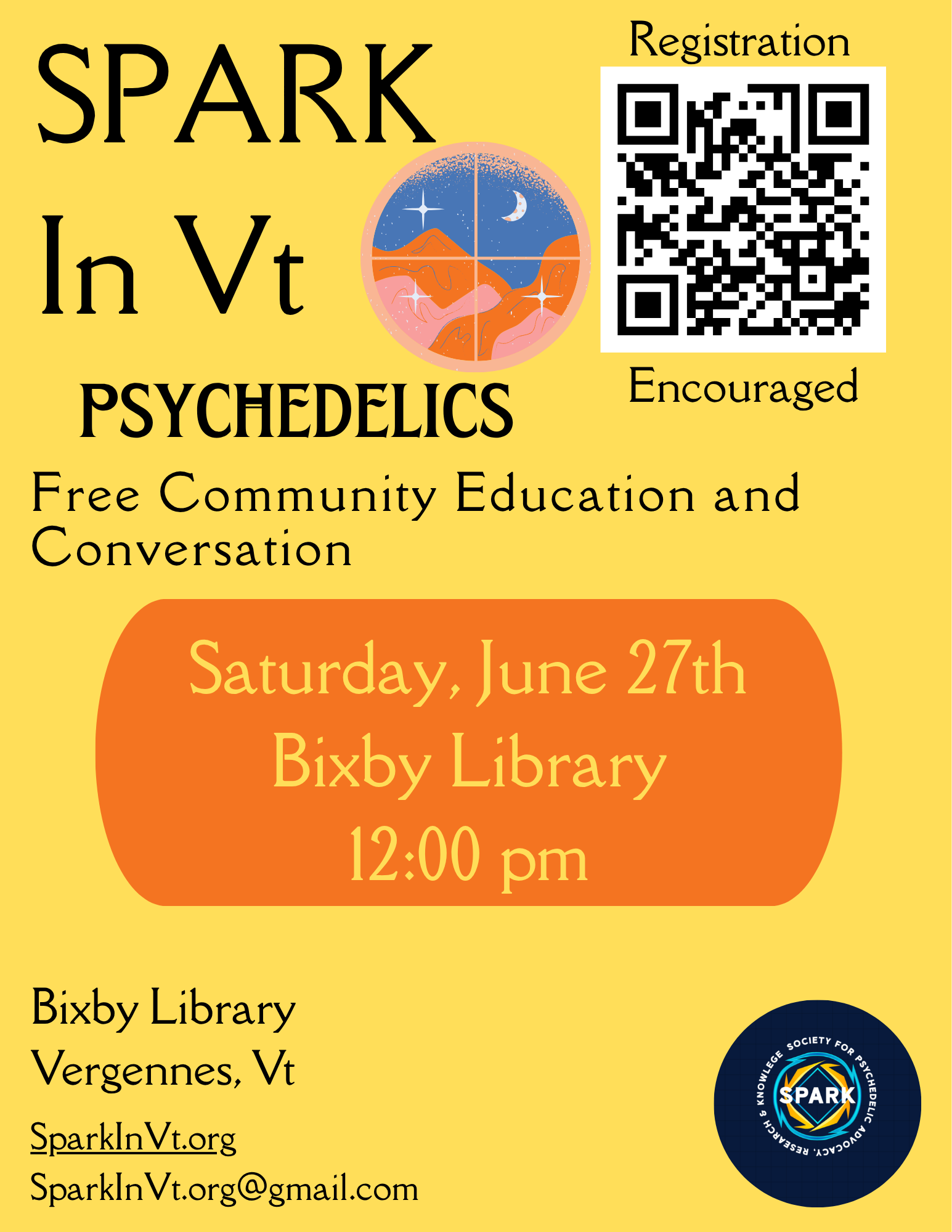Saturday, June 27th, Noon, Bixby Library in Vergennes