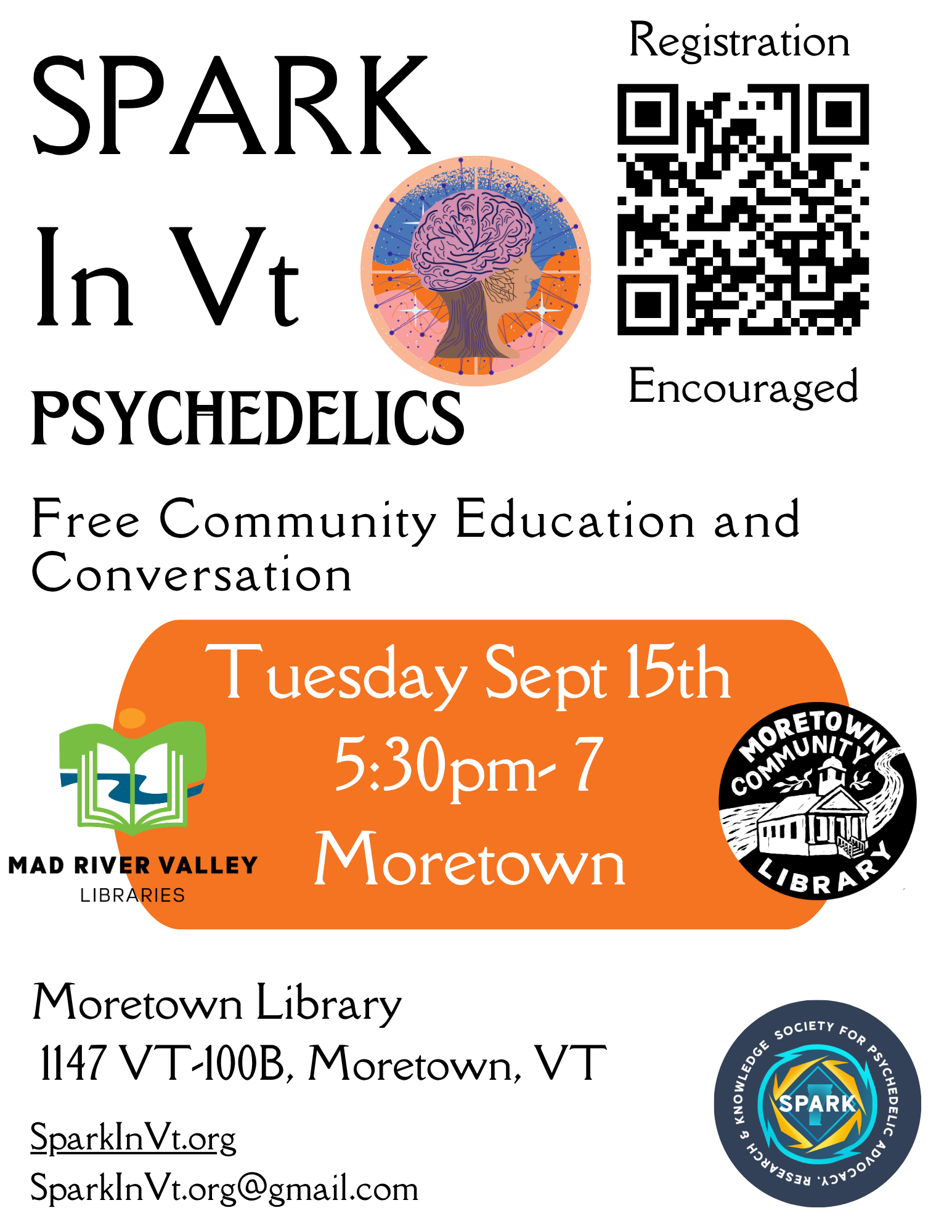 Moretown Library Talk, Tuesday Sept. 15th
